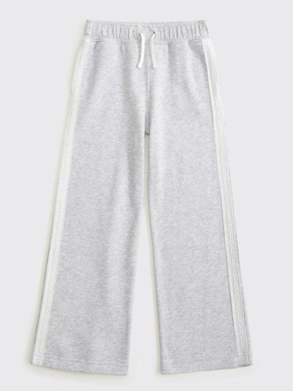 Abercrombie + Fitch Lace Trim Wide Leg Sweatpants Grey Girls size 11-12